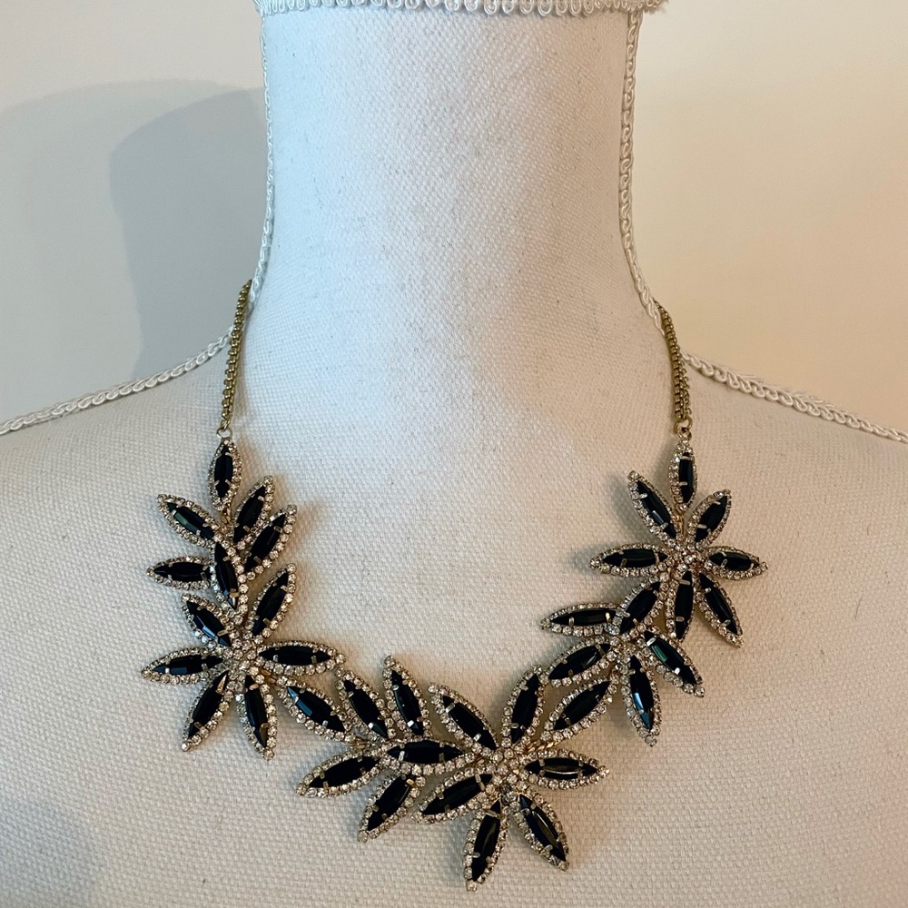 Aqua Floral Bib Necklace